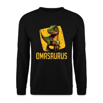 Omasaurus Dinosaurier Grandma Muttertag Granny - Unisex Pullover - Schwarz - Vorne - Alina (178cm) & Michal (187cm)