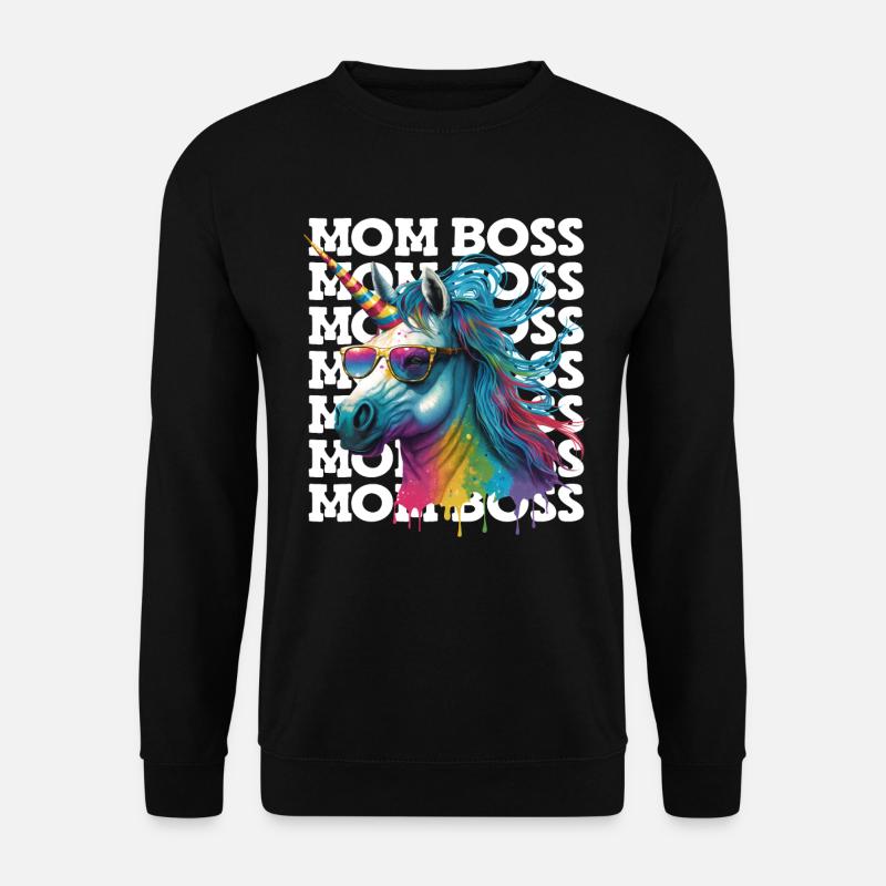 Mama Boss Einhorn Muttertag starke Mama Bossy - Unisex Pullover - Schwarz
