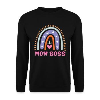Mama Boss Muttertag starke Mama coole Mutter - Unisex Pullover - Schwarz - Vorne - Alina (178cm) & Michal (187cm)
