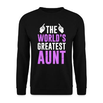 World greatest Auntie Muttertag Beste Tante - Unisex Pullover - Schwarz - Vorne - Alina (178cm) & Michal (187cm)