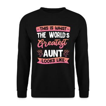 Worlds greatest Aunt beste Tante Muttertag - Unisex Pullover - Schwarz - Vorne - Alina (178cm) & Michal (187cm)