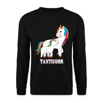 Einhorn cool Muttertag Tanten Einhörner - Unisex Pullover - Schwarz - Vorne - Alina (178cm) & Michal (187cm)