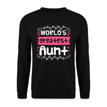 Worlds greatest Aunt Tanten Muttertag Auntie - Unisex Pullover - Schwarz - Vorne - Alina (178cm) & Michal (187cm)