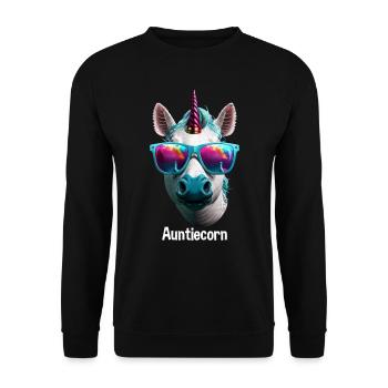Auntiecorn Einhorn Fan Unicorn Tanten - Unisex Pullover - Schwarz - Vorne - Alina (178cm) & Michal (187cm)