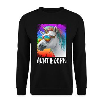 Tanticorn Einhorn Fan Muttertag Tanten Unicorn - Unisex Pullover - Schwarz - Vorne - Alina (178cm) & Michal (187cm)