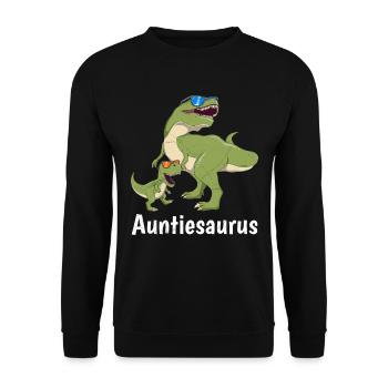 Auntiesaurus Aunt Mother's Day Dinosaur Fan - Unisex Sweatshirt - black - Front - Alina (178cm) & Michal (187cm)