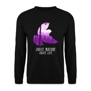 Save Nature Naturschutz Artenschutz Rette die Erde - Unisex Pullover - Schwarz - Vorne - Alina (178cm) & Michal (187cm)