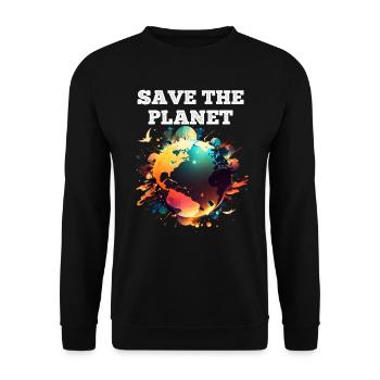 Rettet den Planeten Erde Klima und Natur - Unisex Pullover - Schwarz - Vorne - Alina (178cm) & Michal (187cm)