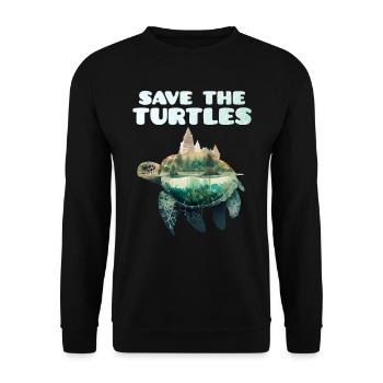 Rettet die Schildkröten Artenschutz Naturschutz - Unisex Pullover - Schwarz - Vorne - Alina (178cm) & Michal (187cm)