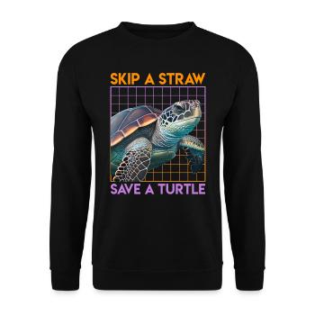 Rettet die Schildkröten Save the Ocean Umweltliebe - Unisex Pullover - Schwarz - Vorne - Alina (178cm) & Michal (187cm)