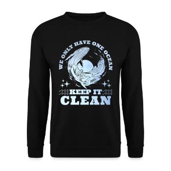 Keep it Clean Save the Ocean Umweltschutz - Unisex Pullover - Schwarz - Vorne - Alina (178cm) & Michal (187cm)