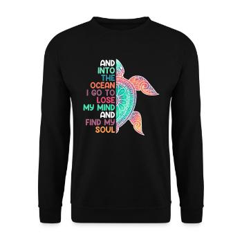 Umweltliebe Save the Ocean Schildkröte Tierschutz - Unisex Pullover - Schwarz - Vorne - Alina (178cm) & Michal (187cm)