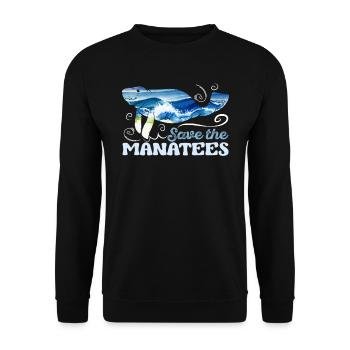 Save the Ocean Manatee Species Protection Endangered Animals - Unisex Sweatshirt - black - Front - Alina (178cm) & Michal (187cm)