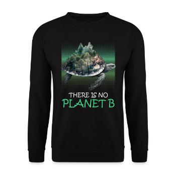 There is no Planet B Turtle Species Protection - Unisex Sweatshirt - black - Front - Alina (178cm) & Michal (187cm)