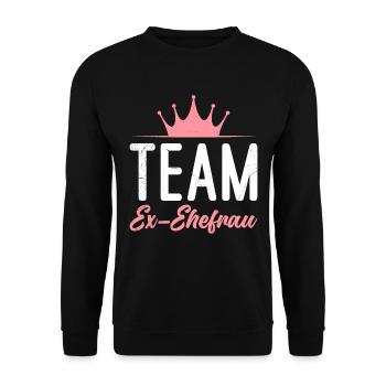 Scheidung Team Ex Frau frisch geschieden glücklich - Unisex Pullover - Schwarz - Vorne - Alina (178cm) & Michal (187cm)