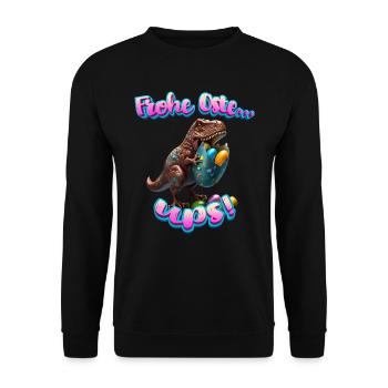 Frohe Ostern...ups! Dinosaurier Ostern Bunny - Unisex Pullover - Schwarz - Vorne - Alina (178cm) & Michal (187cm)