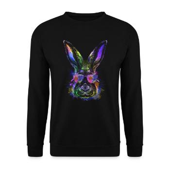 Cooler Osterhase Frohe Ostern Bunny - Unisex Pullover - Schwarz - Vorne - Alina (178cm) & Michal (187cm)