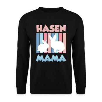 Hasen Mama Hase Osterhasen Osterfreunde Ostern - Unisex Pullover - Schwarz - Vorne - Alina (178cm) & Michal (187cm)