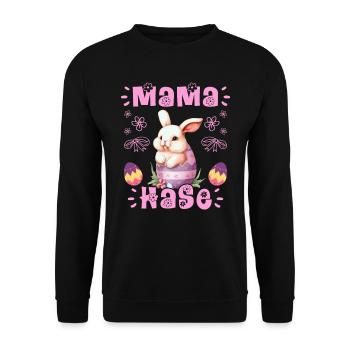 Hasen Mama Hase Osterhasen Osterfreunde Ostern - Unisex Pullover - Schwarz - Vorne - Alina (178cm) & Michal (187cm)