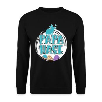 Papa Hase Ostern Daddy Bunny Osterhasen - Unisex Pullover - Schwarz - Vorne - Alina (178cm) & Michal (187cm)