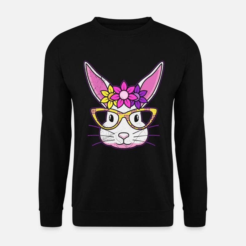 Hasengesicht Cooler Osterhase mit Brille - Unisex Pullover - Schwarz