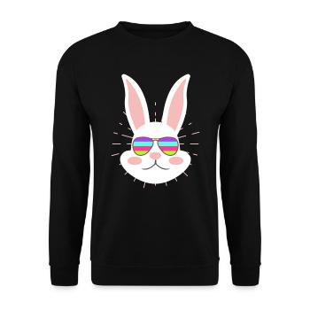 Hasengesicht Cooler Osterhase mit Brille - Unisex Pullover - Schwarz - Vorne - Alina (178cm) & Michal (187cm)
