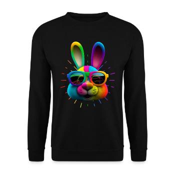 Hasengesicht Cooler Osterhase mit Brille - Unisex Pullover - Schwarz - Vorne - Alina (178cm) & Michal (187cm)