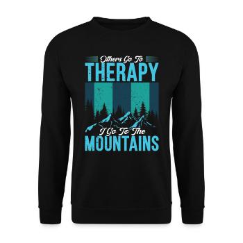 Therapy mountains mountain fan - Unisex Sweatshirt - black - Front - Alina (178cm) & Michal (187cm)