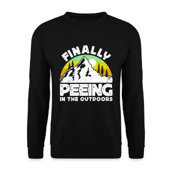 I love peeing outside hikers funny mountains - Unisex Sweatshirt - black - Front - Alina (178cm) & Michal (187cm)