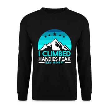 Bergfan Colorado Handies Peak Bergesteiger - Unisex Pullover - Schwarz - Vorne - Alina (178cm) & Michal (187cm)