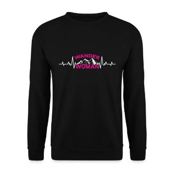 Wanderwoman Bergfan Wanderer Frauen Hiking - Unisex Pullover - Schwarz - Vorne - Alina (178cm) & Michal (187cm)