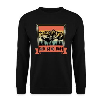 Der Berggipfel ruft Bergfan Wandern - Unisex Pullover - Schwarz - Vorne - Alina (178cm) & Michal (187cm)