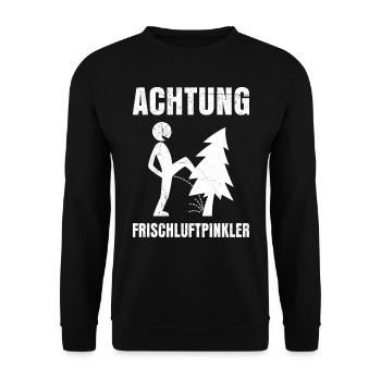 Naturburschen I pee Outside Wandern lustig Berge - Unisex Pullover - Schwarz - Vorne - Alina (178cm) & Michal (187cm)
