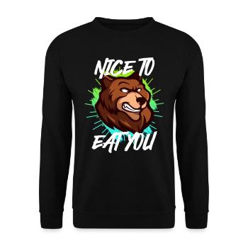 Nature garçon drôle randonneur Ravi de vous manger - Sweat-shirt Unisexe - noir - Devant - Alina (178cm) & Michal (187cm)