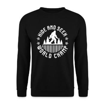 Hide and Seek World Champ Mountain Fan Funny Hiker - Unisex Sweatshirt - black - Front - Alina (178cm) & Michal (187cm)