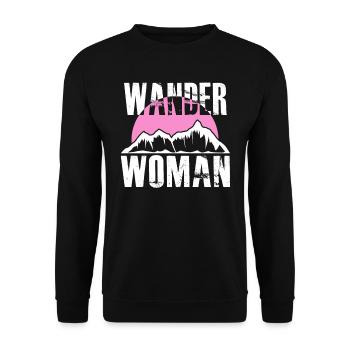 Wanderwoman Bergsteigen Wandern Hiking Frauen - Unisex Pullover - Schwarz - Vorne - Alina (178cm) & Michal (187cm)