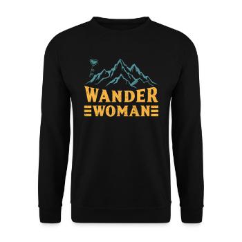 Wanderwoman Bergsteiger Wanderer - Unisex Pullover - Schwarz - Vorne - Alina (178cm) & Michal (187cm)