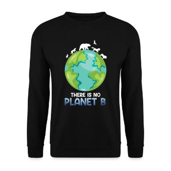 There is no Planet B Environmental Protection Species Conservation - Unisex Sweatshirt - black - Front - Alina (178cm) & Michal (187cm)