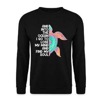 Umweltliebe Save the Ocean Schildkröte Tierschutz - Unisex Pullover - Schwarz - Vorne - Alina (178cm) & Michal (187cm)