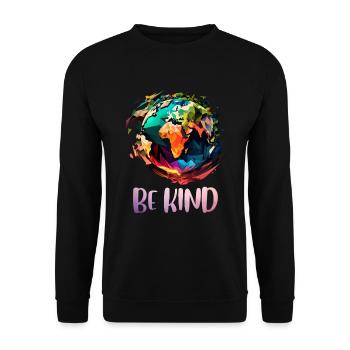 Be Kind Rette die Erde Umweltschutz Naturschutz - Unisex Pullover - Schwarz - Vorne - Alina (178cm) & Michal (187cm)