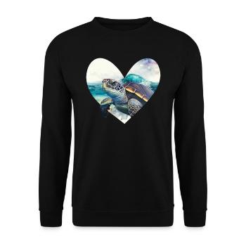 Save the turtles Environmental Protection Ocean - Unisex Sweatshirt - black - Front - Alina (178cm) & Michal (187cm)