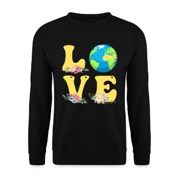 Save the Earth LOVE Mission Earth Environmental Protection - Unisex Sweatshirt - black - Front - Alina (178cm) & Michal (187cm)