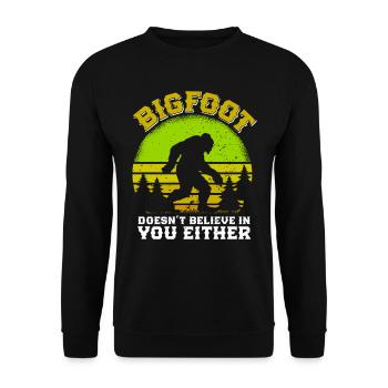 Bigfoot mountain fan hiker funny outdoorsman - Unisex Sweatshirt - black - Front - Alina (178cm) & Michal (187cm)