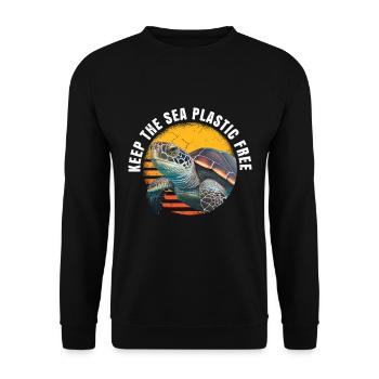 Keep The Sea Plastic Free Environmental Protection - Unisex Sweatshirt - black - Front - Alina (178cm) & Michal (187cm)