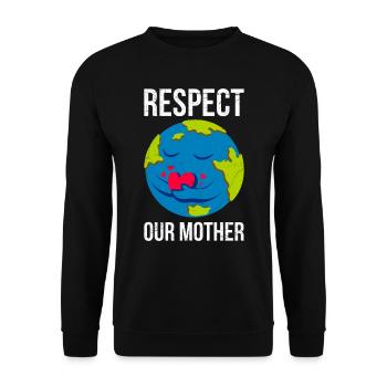 Earth Day Saying: Respect Our Mother Mother Earth - Unisex Sweatshirt - black - Front - Alina (178cm) & Michal (187cm)