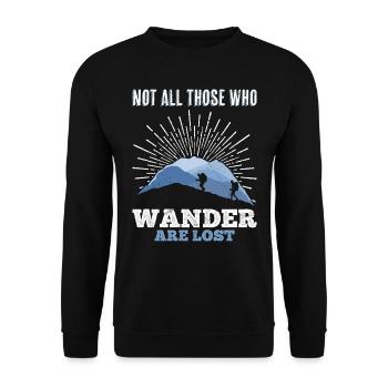Wanderer Nicht alle die wandern verlaufen sich - Unisex Pullover - Schwarz - Vorne - Alina (178cm) & Michal (187cm)