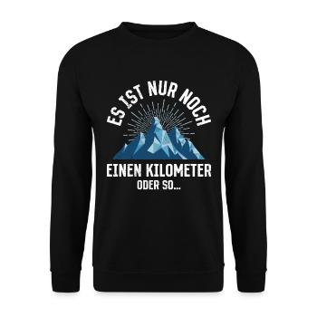 Bergsteiger Es ist nur noch einen Kilometer lustig - Unisex Pullover - Schwarz - Vorne - Alina (178cm) & Michal (187cm)