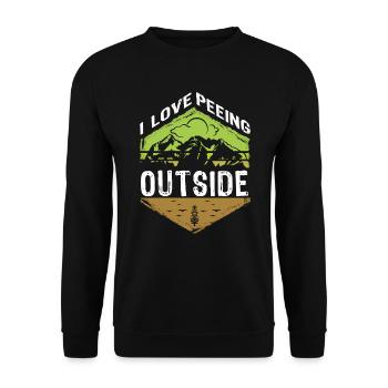 I love peeing outside Wanderer lustig Berge - Unisex Pullover - Schwarz - Vorne - Alina (178cm) & Michal (187cm)