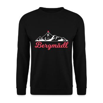 Wandern Bergmädel Bergkraxlerin Wanderer Berge - Unisex Pullover - Schwarz - Vorne - Alina (178cm) & Michal (187cm)