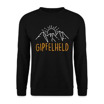 Gipfelheld Bergsteiger klettern Gipfelsport Berge - Unisex Pullover - Schwarz - Vorne - Alina (178cm) & Michal (187cm)